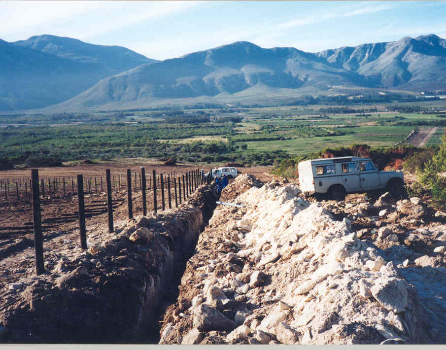 limestone rocks, trench for irrigation